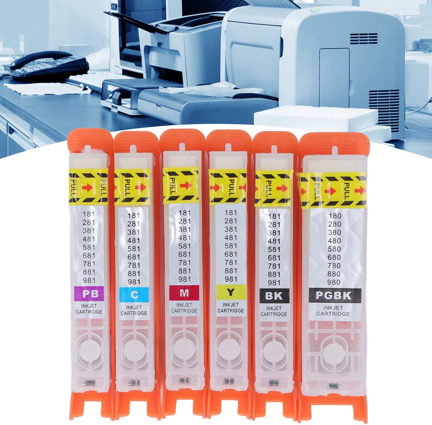 Hyuduo 6 Color Ink Replacement, Fluent Ink Clear Printing No Leakage Light Weight, with Permanent Chip, for Print Photos Test Papers Documents (280-281)