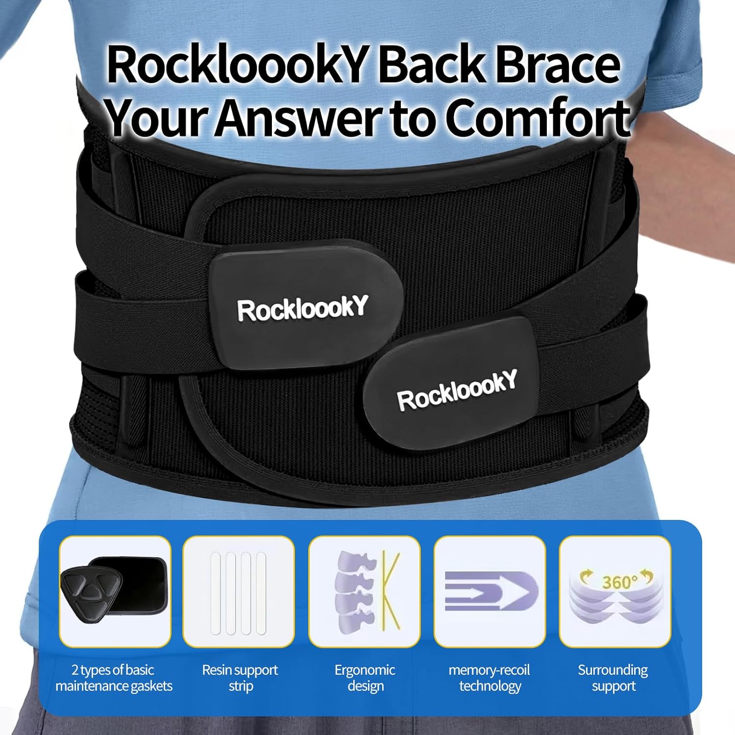 Lower Back Brace for Women Men, Adjustable Lumbar Support with 3D Pad, Breathable Ergonomic Support Belt with Metal Stays for Work, Lifting, Drive, Black,Size M,Waist 31"-38"