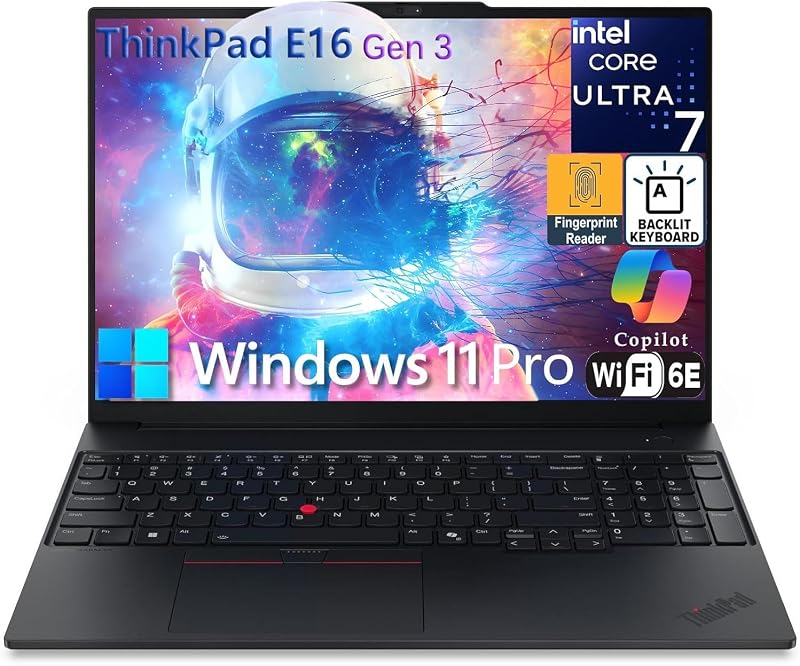 Lenovo ThinkPad E16 G2 40.6 cm FHD+ AI Business Laptop Computer, Intel 16-Core Ultra 7 155H (Beat i7-13705H), Arc Graphics, 32GB DDR5 RAM, 1TB PCIe SSD, WiFi 6E, Backlit KB, FR, Windows 11 Pro, AZ-XUT