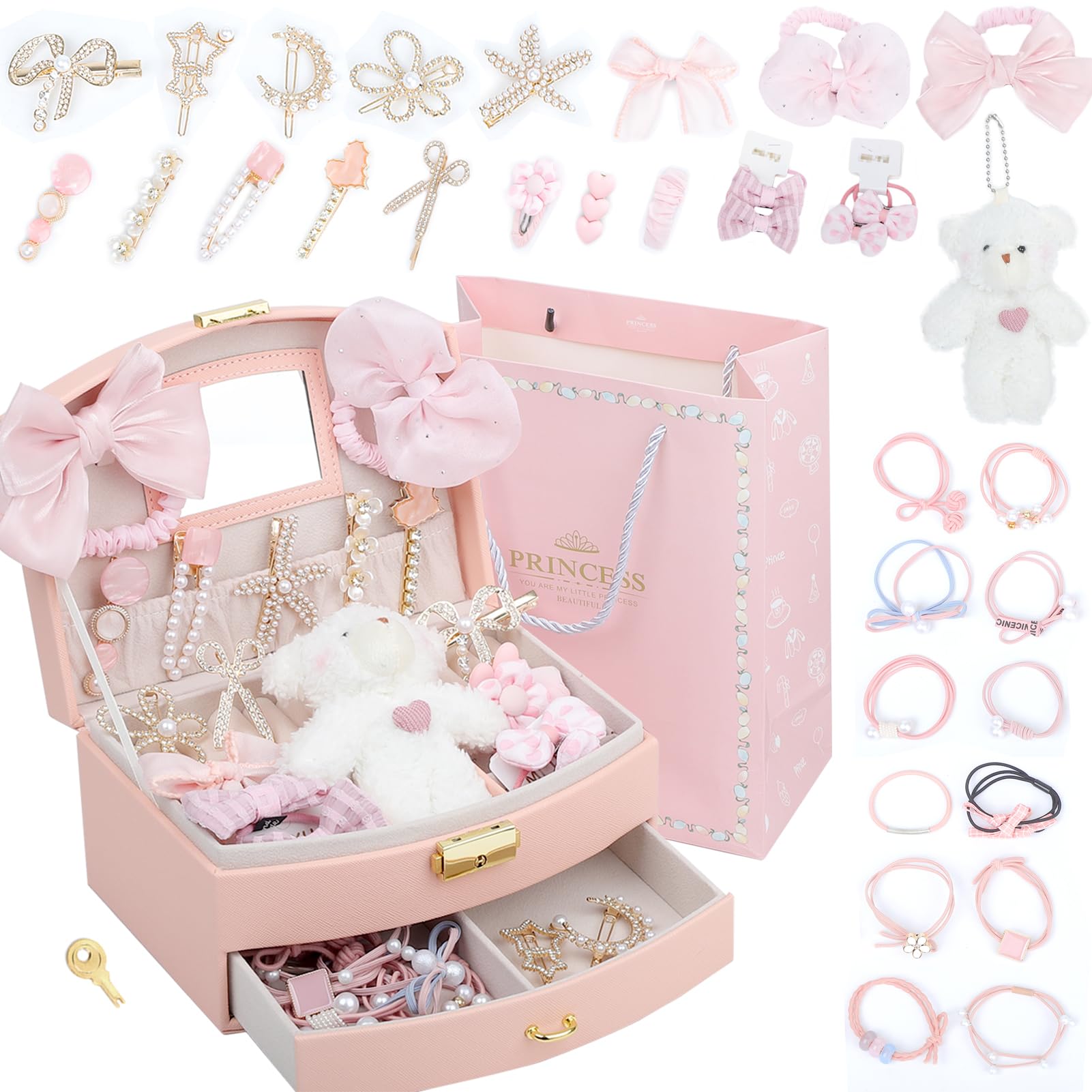 Amazon | Sitengle ヘアアクセサリーセット かわいい 収納ボックス付き