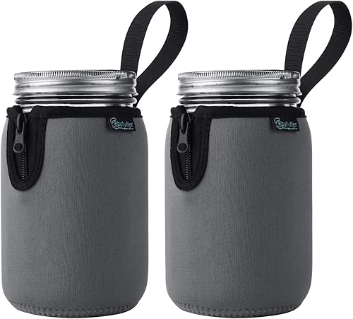 Vista 22 de Beautyflier Mason Jars - Frascos de boca ancha de 32 onzas, con boca regular, aisladores, enfriadores de vidrio para beber, frascos de brote, manga