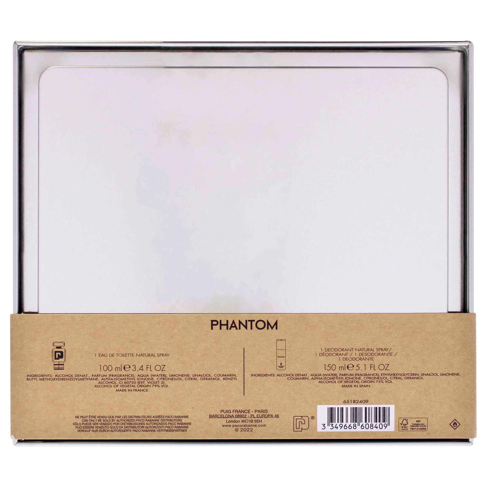 Paco Rabanne Phantom Giftset: Eau de Toilette Spray 100ml & Deodorant Spray 150ml