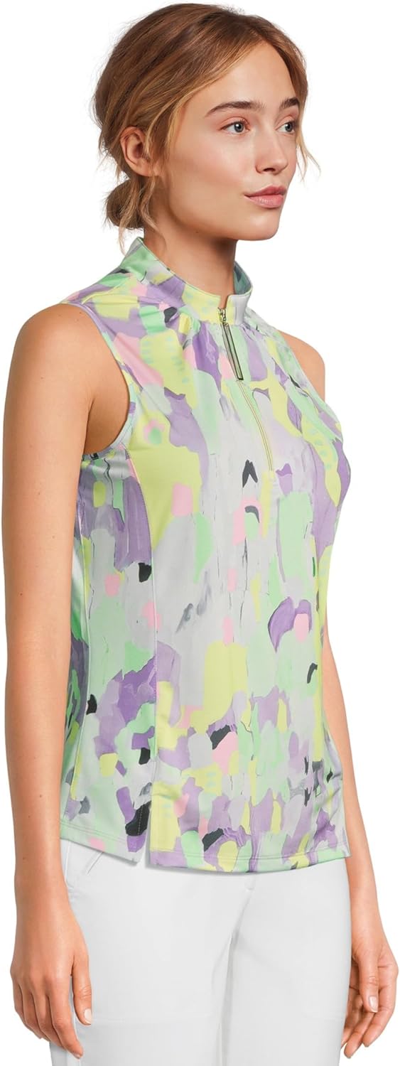 mizuiro ind（ミズイロインド） ドット プリント キャッチ ワッシャー ノースリーブ シャツ / レディース トップス ブラウス  スタンドカラー ベスト シアー 日本製｜ROCOCO ONLINE STORE Jamie Sadock レディース 渋谷プリント ノースリーブトップ