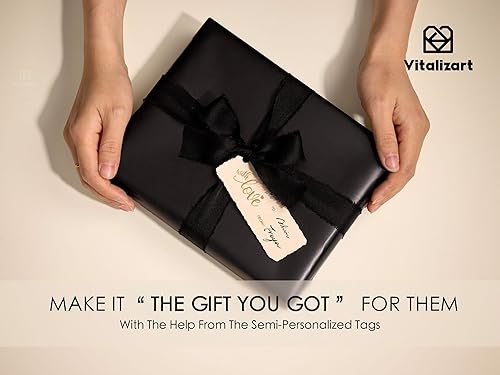 Miniatura 4 de Vitalizart Juego de papel de regalo metálico negro mate de 30 pulgadas con cinta de satén de seda y etiquetas de regalo, envoltura de regalos de