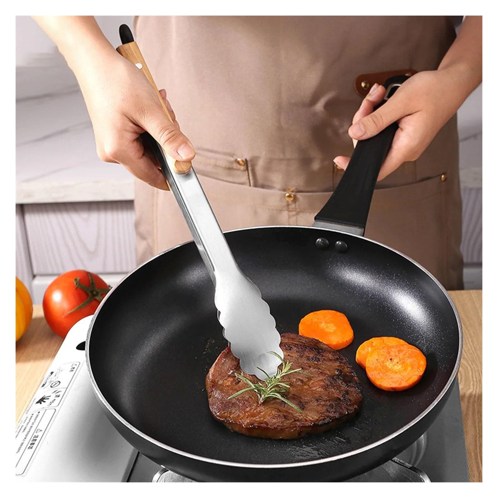 Szczypce do grilla, Szczypce do grillowania ze stali nierdzewnej z uchwytem Szczypce do grilla Szczypce do sałatek z pierścieniem blokującym Gadżet kuchenny do grillowania sałatek Akcesoria do grilla(
