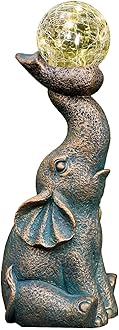 MININOVA Solar Elephant Garden Decor Statues & Sculptures for Outside, Outdoor Figurine Lights for Patio, Yard, Balcony, Unique Housewarming Ornament