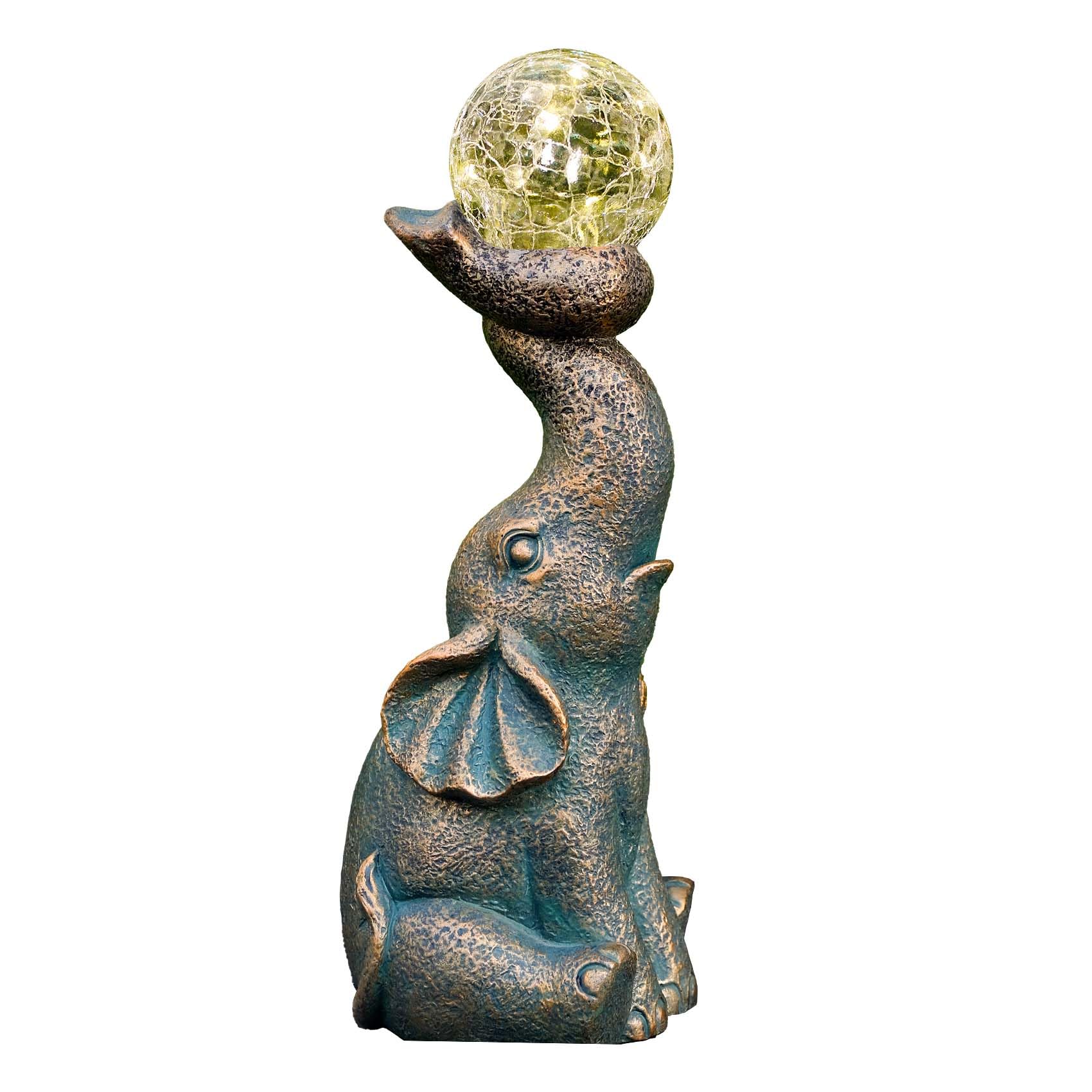 MININOVA Solar Elephant Garden Decor Statues & Sculptures for Outside, Outdoor Figurine Lights for Patio, Yard, Balcony, Unique Housewarming Ornament