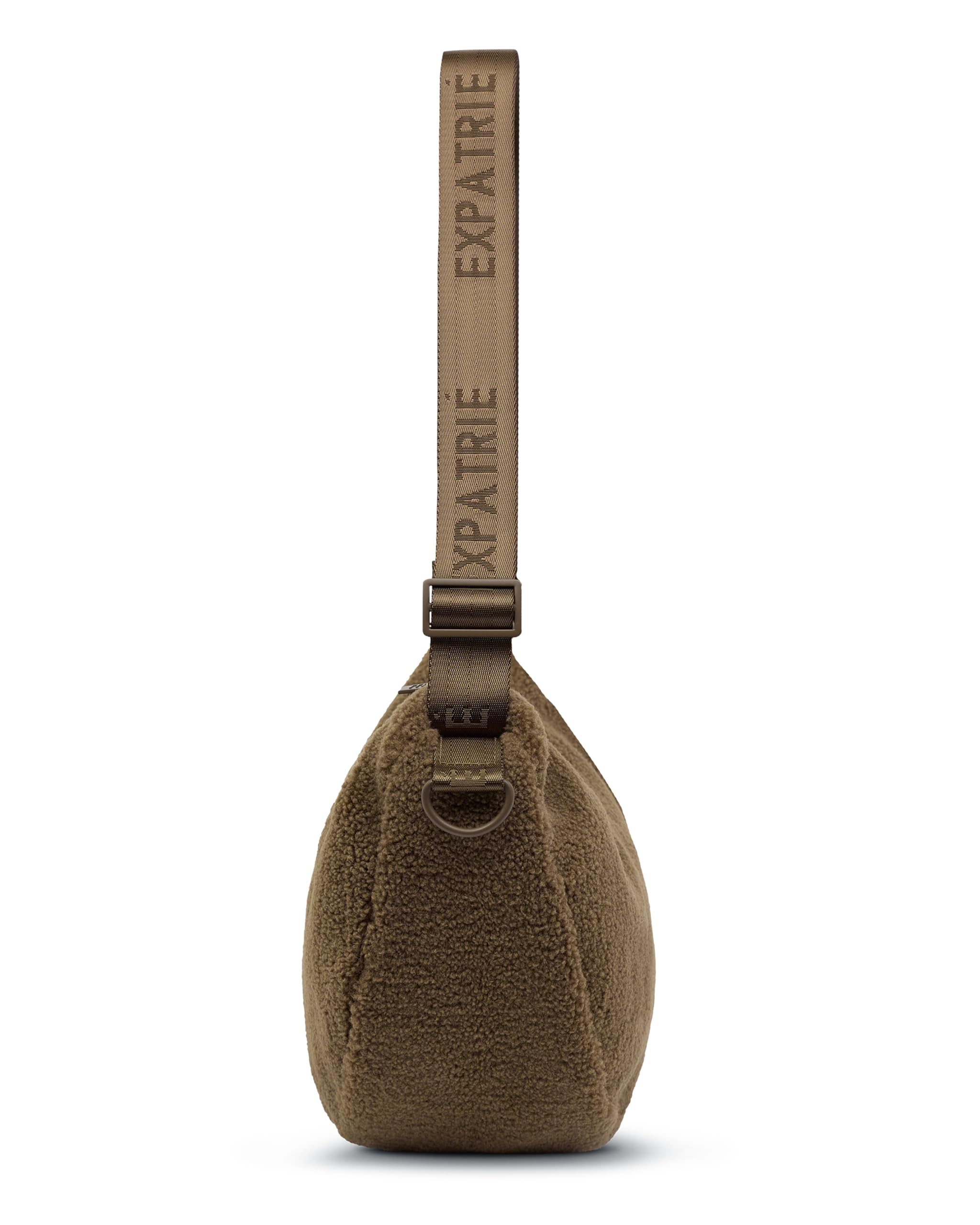 Expatrié Moon Bag Damen - Leni - Weiche Teddy Crossbody Bag - Umhängetasche im Halbmond Style - Mit verstellbarem Gurt und D-Ringen zur Befestigung am Kinderwagen