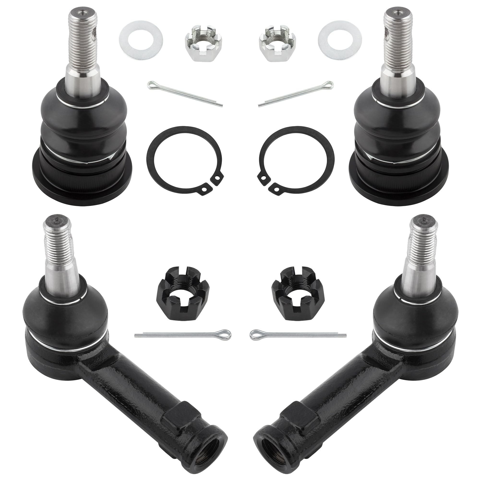 BOXI 4pc Front Upper Ball Joint + Outer Tie Rod Kit Fit for Dodge Ram 1500 2009-2010 / for Ram 1500 2011-2012 / Fit 5-Lug Models Only / ES80574 K80630