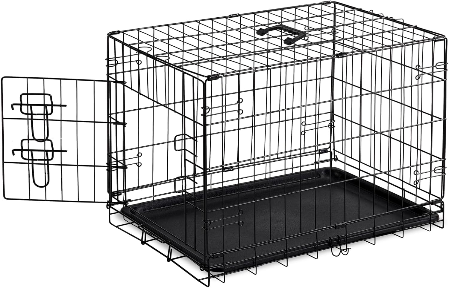 Sweetcrispy 30 Inch Foldable Single Door Dog Crate - Durable Metal Pet Kennel with Secure Lock, Removable Tray for Small Dogs, Training & Travel
