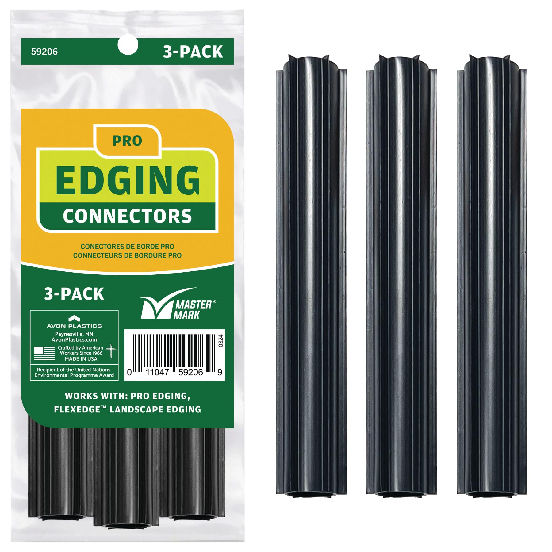 Master Mark Plastics 59206 Contractor Landscape Edging Couplers, 3 Pack