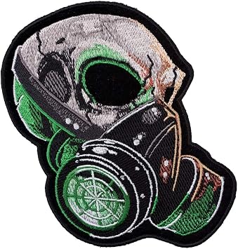 PatchStop Gas Mask Skull Iron On Patches for Clothing Jeans - 4.25x5in Medium DIY Sew On Patch for Jackets Bags - Embroidered Decorative Skull Patches