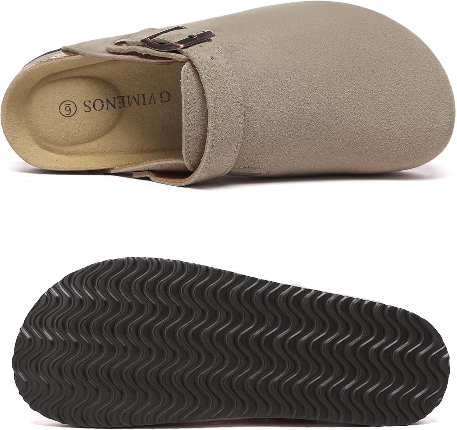 Suede Clogs for Women Leather Mules Adjustable Buckle with Comfort Cork Footbed and Arch Support - Image 4