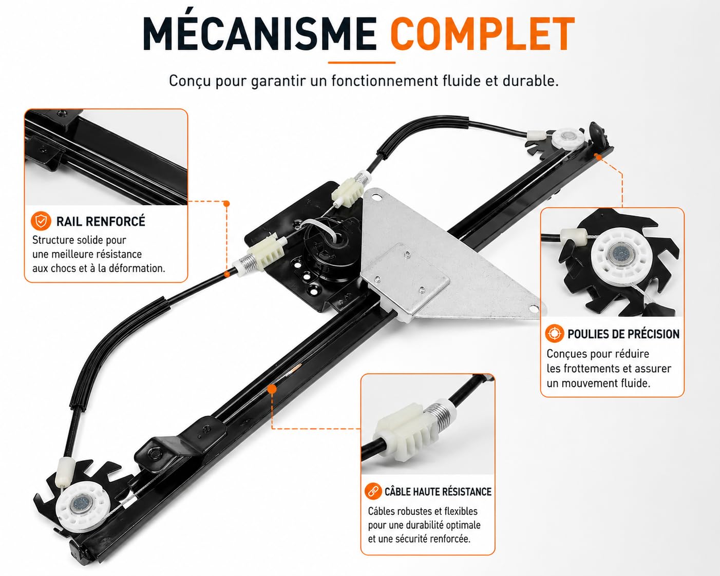 Alzacristallo elettrico anteriore sinistro compatibile con Citroen C3 II 2009-2020 Conduttore 9221FQ 9221FR 9802617780 Meccanismo Completo