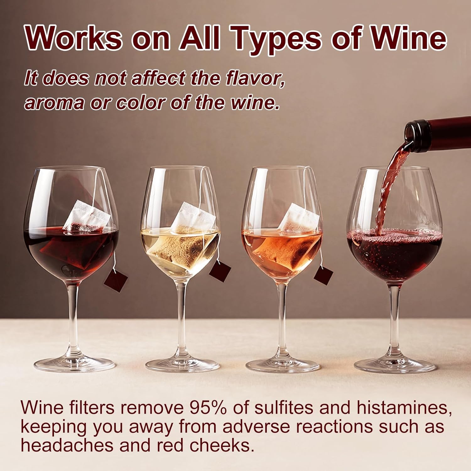 Wine Filters Bags Remover Histamines Sulfites - May Reduce and Alleviate Wine Allergies & Sensitivities - Restores Taste - 24 Packs Wine Accessorie, Perfect Wine Pour, Giftin - Image 8