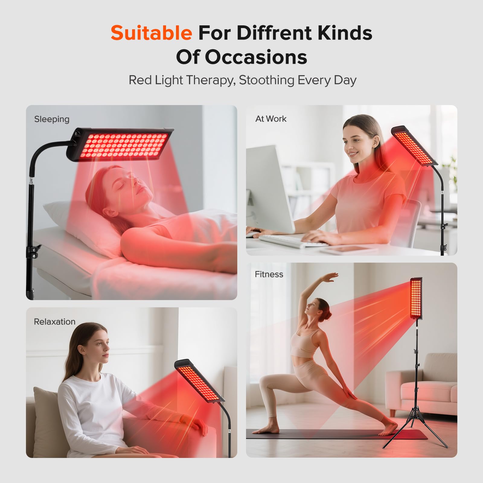 Red Light Therapy for Face and Body, GMOWNW Infrared Light Therapy Lamp with Stand, 660nm Red Light and 850nm Near Infrared Light Therapy Device for Face Knee Body, Skin Care at Home