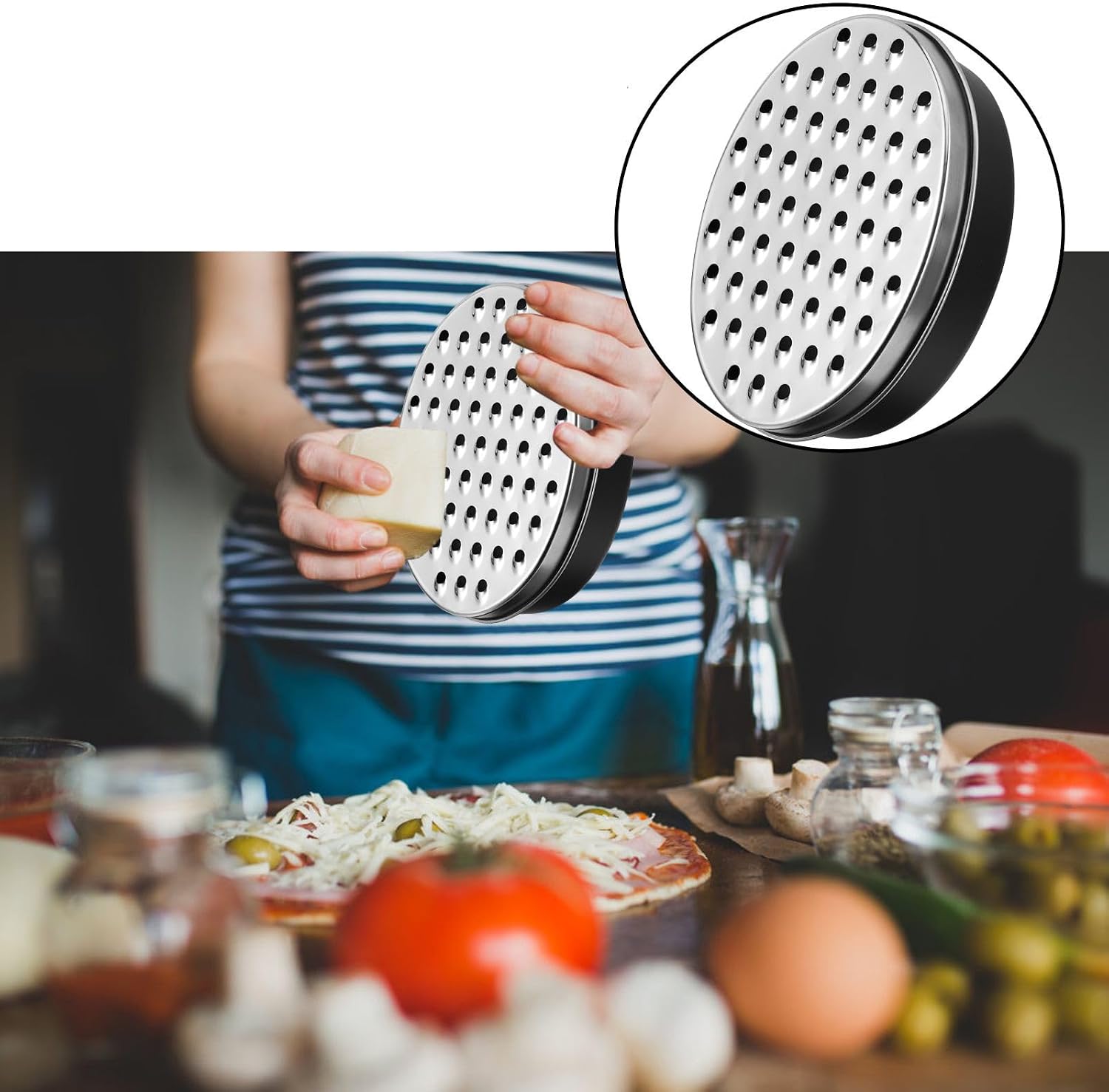 Multifunction Rectangular Cheese Grater for Cheese and Vegetables, Black image 5