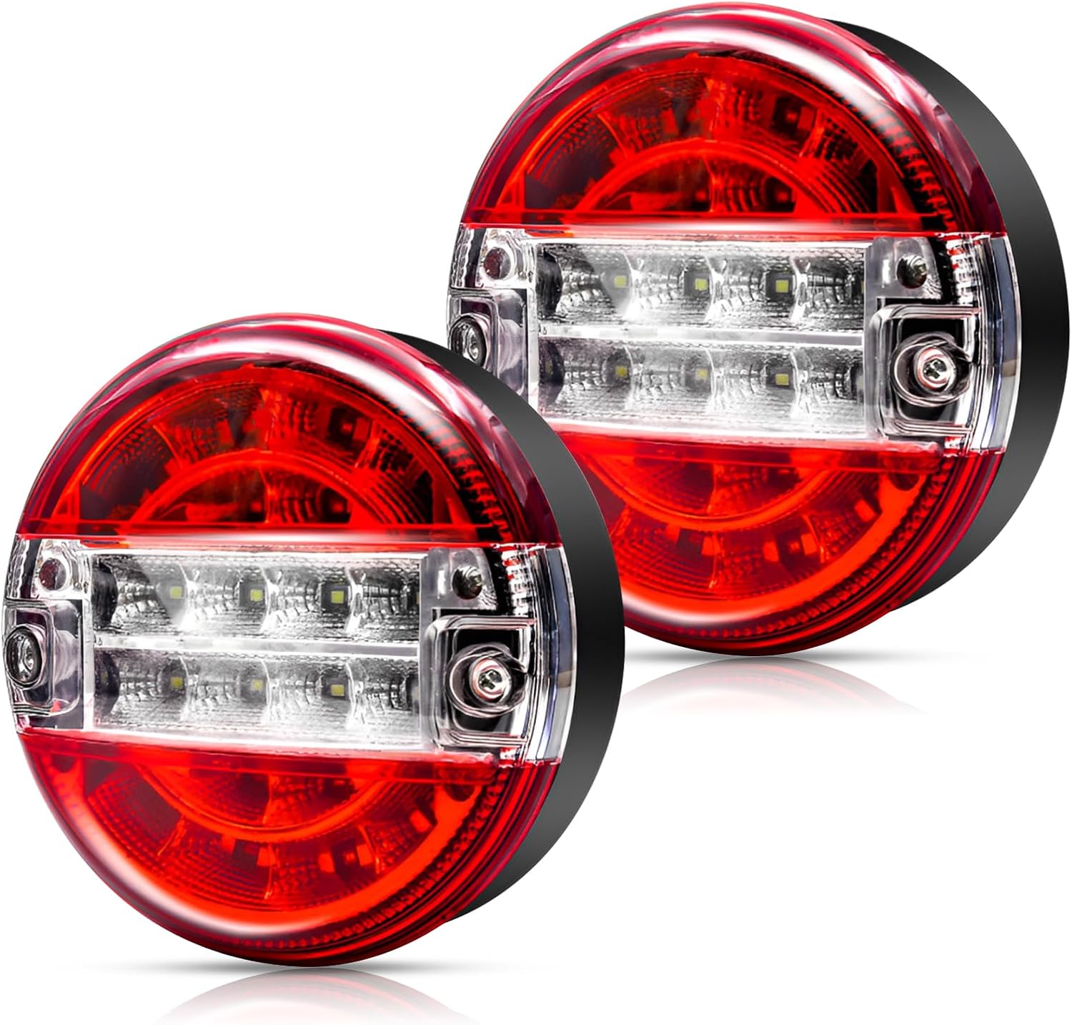 LED Round Trailer Tail Lights 20LED Red/White 5 Inch Tail Brake Light