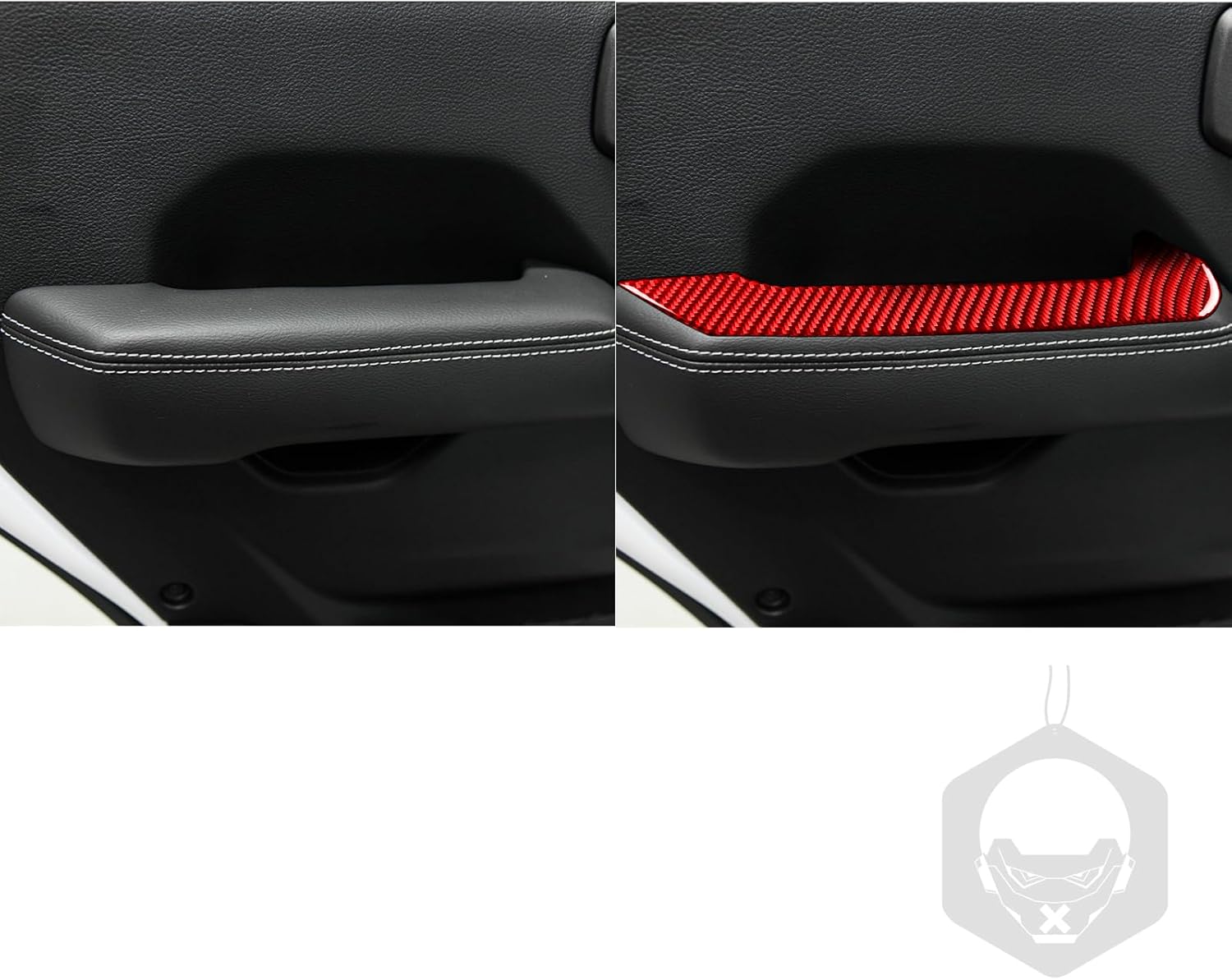 Real Carbon Fiber Compatible with Jeep Wrangler JL Unlimited JLU Gladiator JT Sport Rubicon Sahara 2018-2024 Door Inner Armrest Panel Cover Trim Interior Accessories Red - Compatible with 4