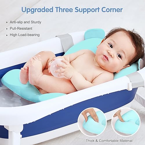 Miniatura 5 de Colorlife Asiento de Baño para Bebé con Malla de Apoyo, Cojín de Apoyo para Baño Infantil, Cómodo Ajustable Antideslizante de Tres Puntos para Baño
