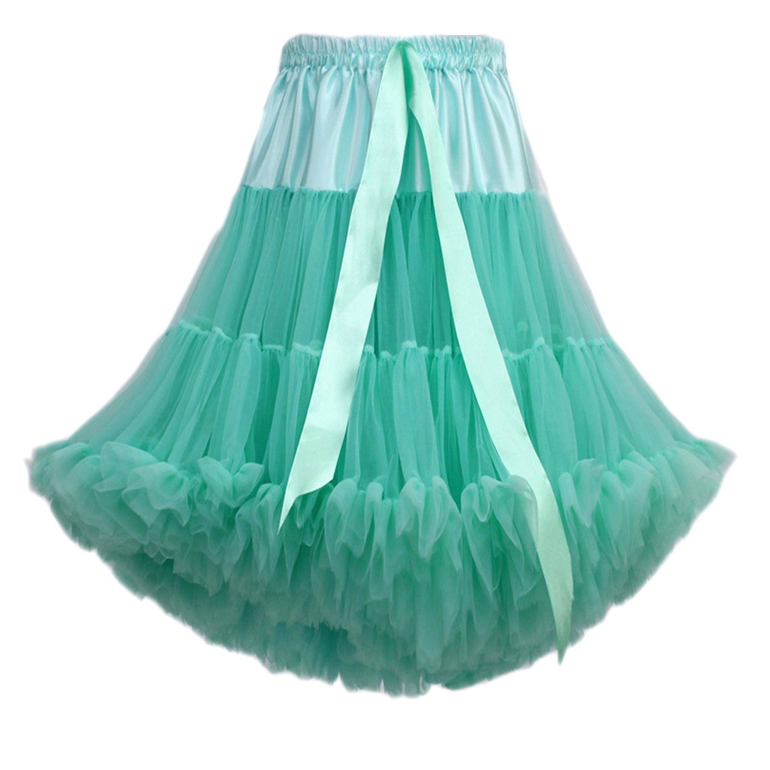 FOLOBE Women's Tutu Costume Ballet Dance Knee Length Multi-Layer Puffy Skirt Soft Petticoat Tulle Underskirts TT009 LightGreen