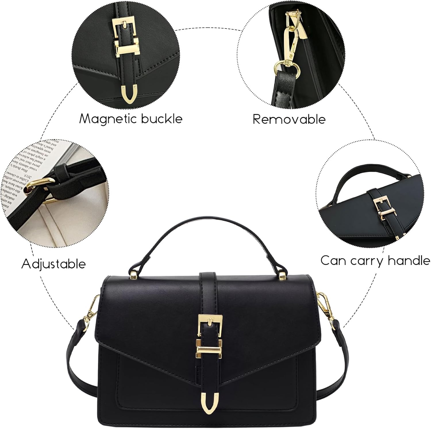 Travistar Crossbody Bags for Women Trendy - Small Cross Body Purse Shoulder Bag Leather Handbags Evening Clutch with 2 Straps - Image 6