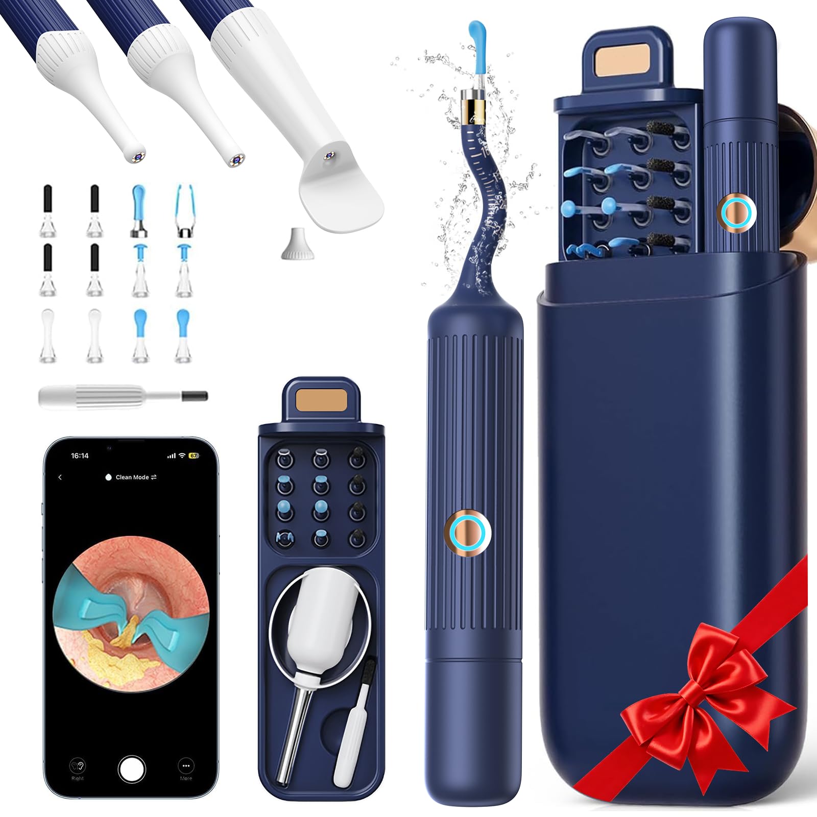 Otoscope Oreille HD WiFi 1920p avec Caméra Flexible Grand Angle 360° Lumière pour Examens ORL Adultes Enfants