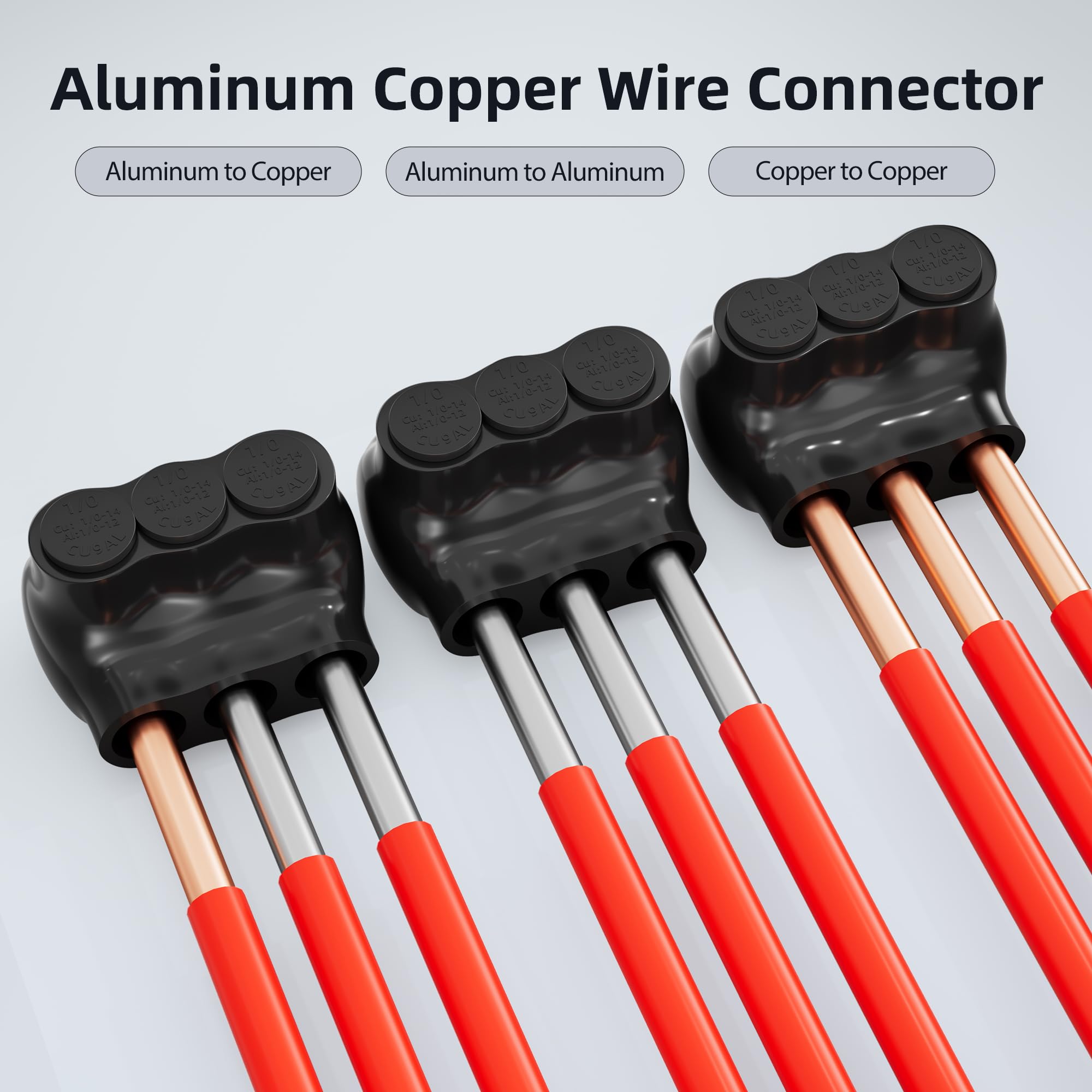 RVBOATPAT Lot de 6 connecteurs multi-robinets isolés à 3 ports 1/0-14 AWG en aluminium de 1,9 cm, connecteurs hexagonaux isolés noirs