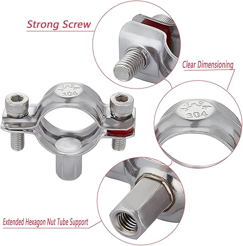 Miniatura 5 de 2 piezas alargar anillo dividido suspensión de tubo 304 acero inoxidable resistente soportes de tubería para tubería OD 45-48mm (1.77-1.89in)