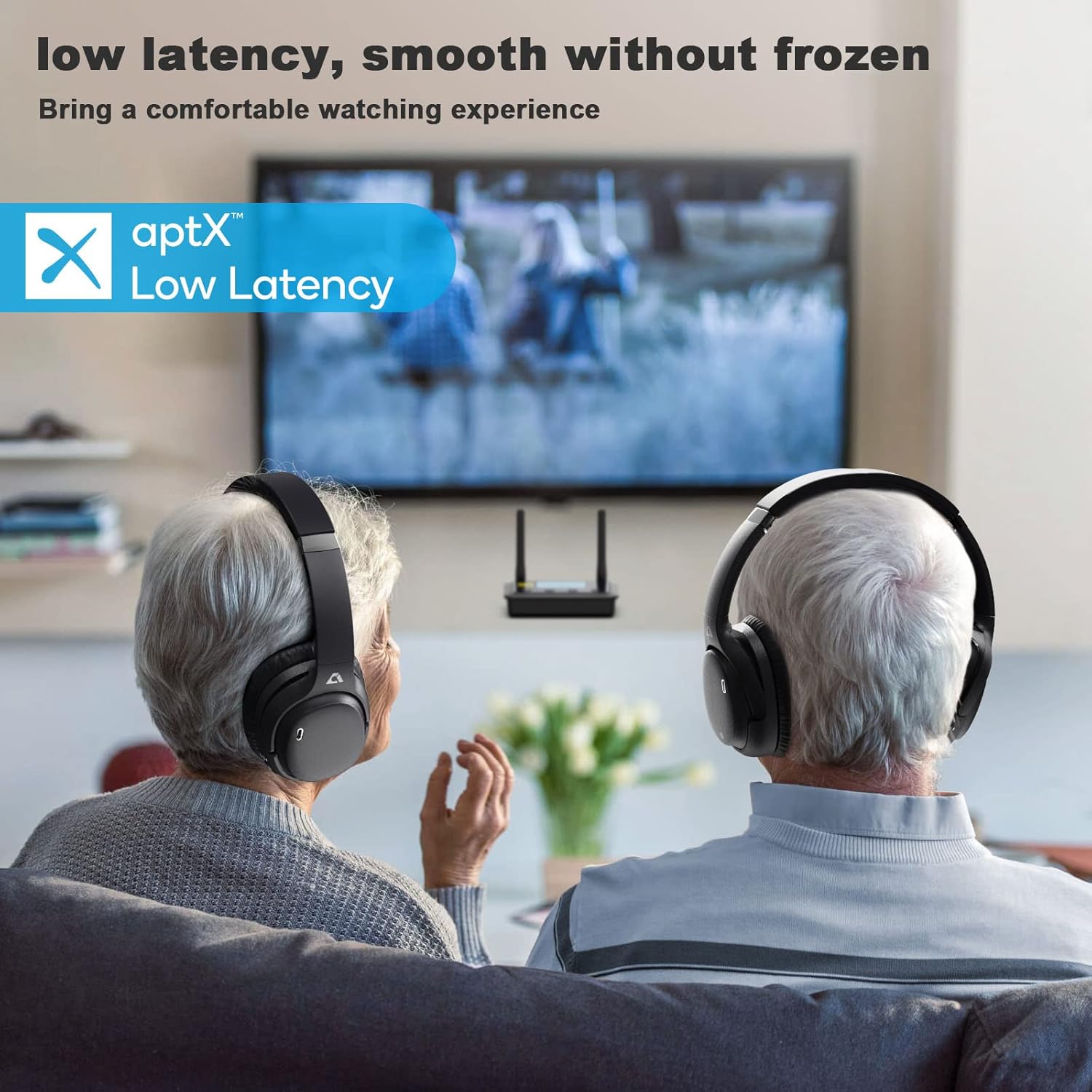 Ankbit E600 Headphones used with a TV for low latency audio