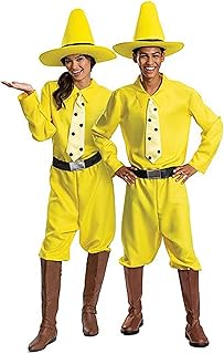 Unisex Adults Man in the Yellow Hat Costume, Official Curious George and Hat, Adult Sized Costumes - Buy now