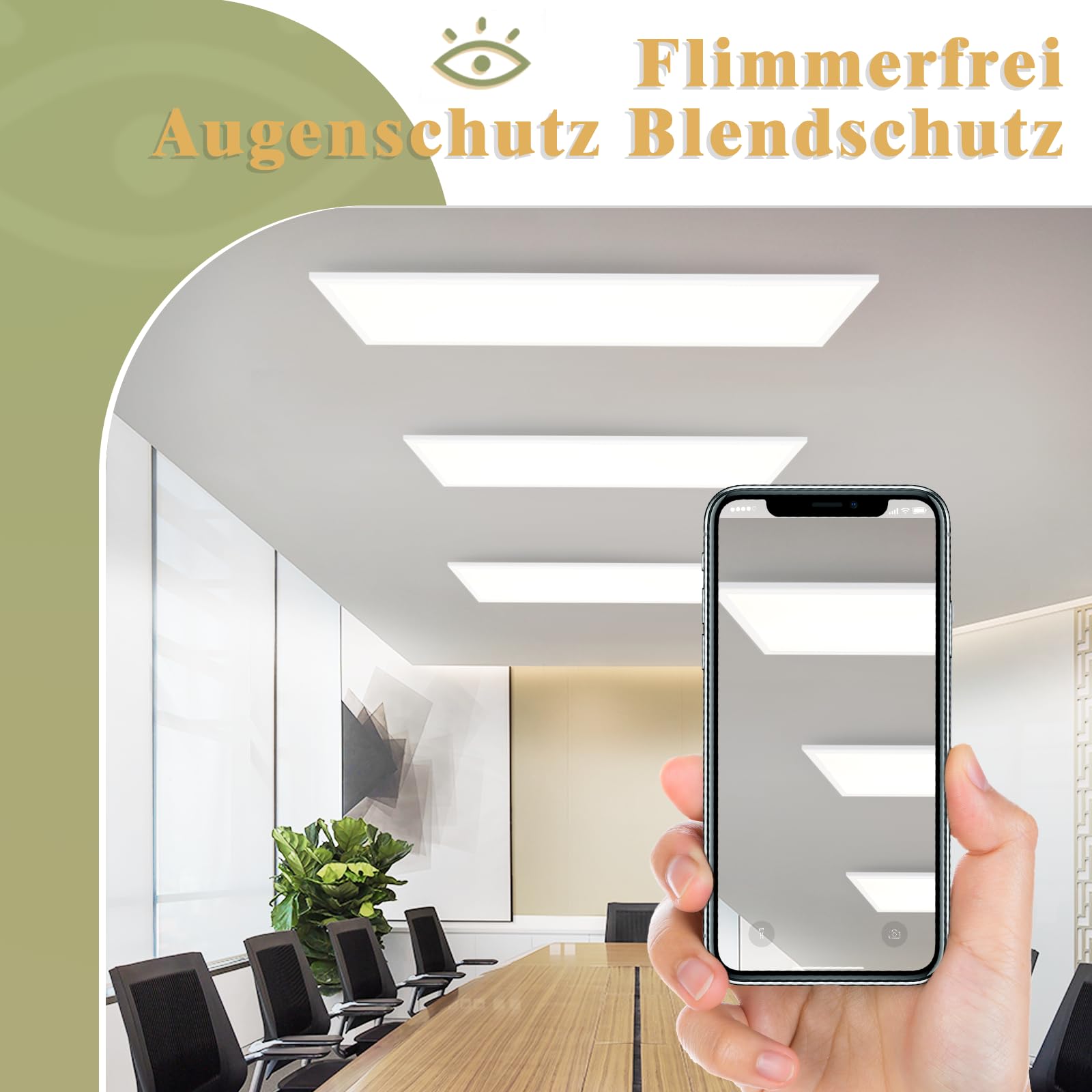 ZMH LED Panel Deckenleuchte 120x30cm -Flach Deckenlampe Lang Rechteckig Deckenpanel Dimmbar Weiße 40W Tageslichtlampe mit Fernbedienung für Büro Küche Flur Wohnzimmer Schlafzimmer
