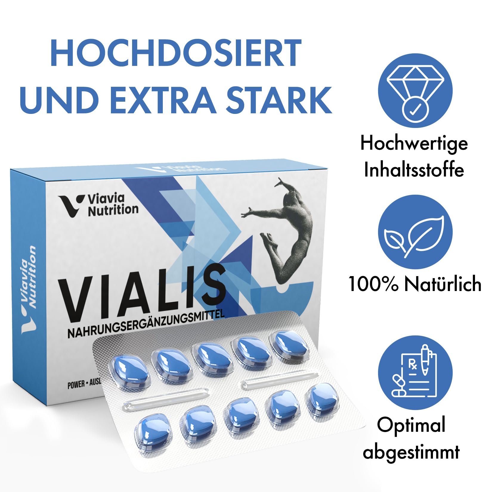 VIALIS x 10 Kapseln – Natürliches Präparat für sofortige und langanhaltende Wirkung – Extra Stark – Hochdosiert mit Ginseng, Arginin, Citrullin und Vitamin C