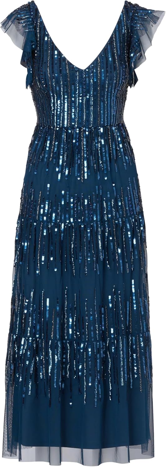 Adrianna Papell Womens Beaded Mesh Tier Dress - Image 5