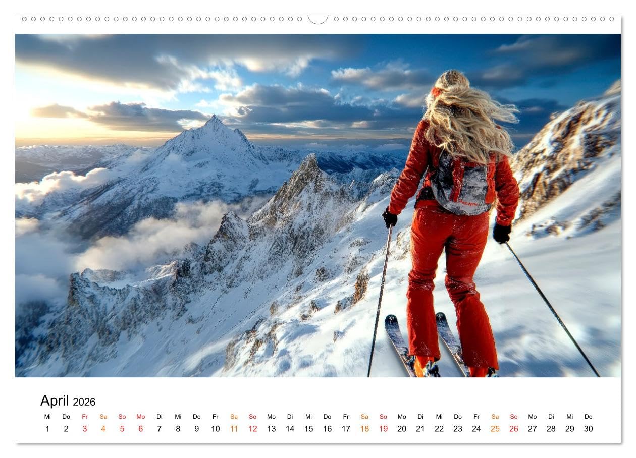Skifahren - Frauen Power auf der Piste (Wandkalender 2026 DIN A2 quer), CALVENDO Monatskalender: Wintersport, der begeistert - wunderschön inspirierend.