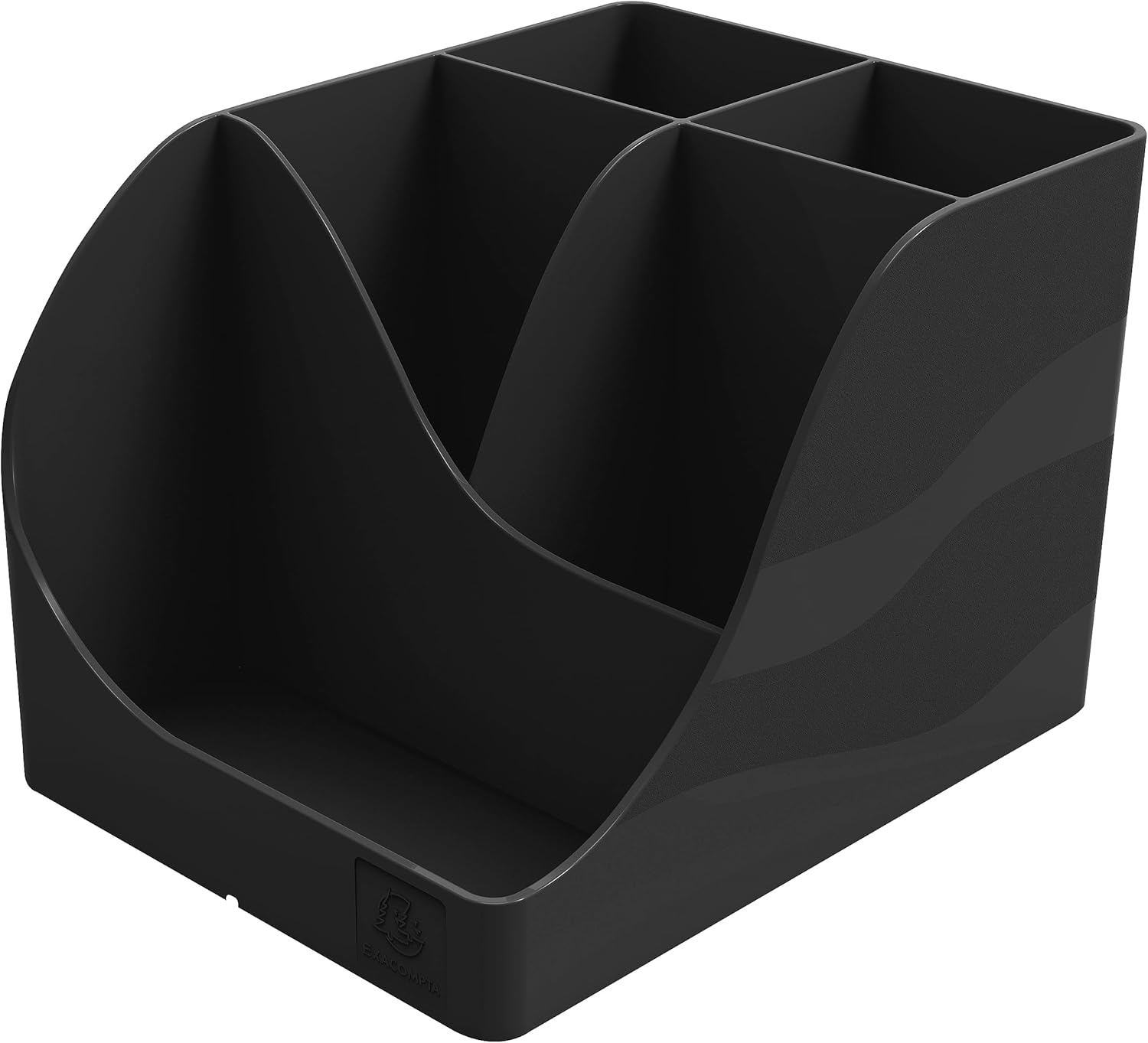 Exacompta – SKU 69514D – 1 porte-stylo noir Pen Wave NeoDeco – à 5 compartiments – 4 compartiments hauts pour les grands ustensiles et 1 compartiment inférieur pour les petits ustensiles