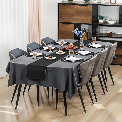 Miniatura 3 de Myir JUN Manteles individuales redondos de doble cara, de piel sintética, juego de 4 manteles individuales para interiores para mesa de comedor al