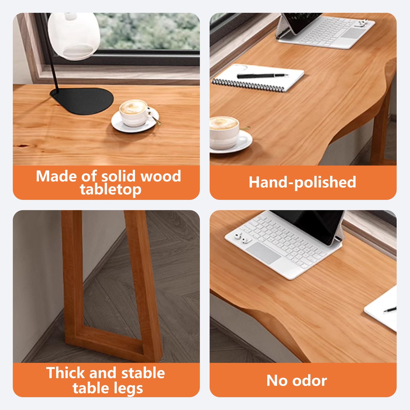 Table de bar industrielle avec cadre en bois massif robuste, hauteur de comptoir étroite, longue, pub, bistrot, pour cuisine, salle à manger, bureau, bureau rustique facile à nettoyer