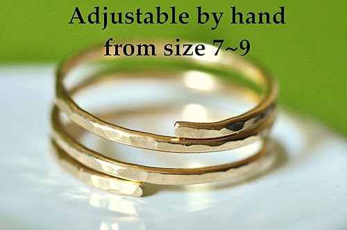 Miniatura 3 de 14k gold filled Adjustable wire wrap ring, thumb ring, pregnancy ring, Handmade in USA by Mu-Yin Jewelry (MEDIUM size 8)