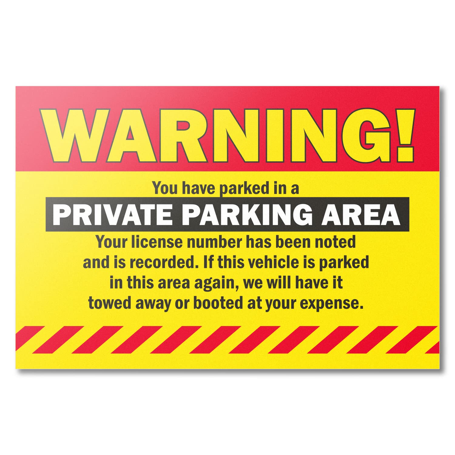 TUCO DEALS300 Labels | Private Parking Area Labels - Warning Private Parking Labels ( 9 x6 inch, Yellow-Red ) for HOA's & Private Property