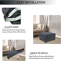 Vista 50 de NeColorLife Funda para Otomán Rectangular de Tela Jacquard Funda Elástica Gruesa Cubiertas de Taburete Reposapiés para Otomán Cuadrado y Rectangular