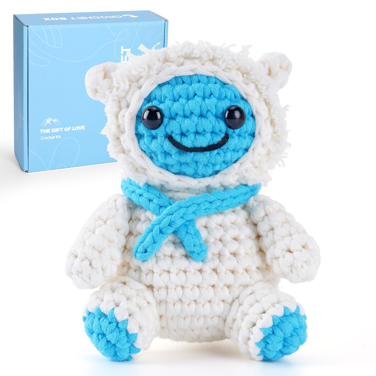 CROCHET BOX Crochet Kits for Beginners Adults, Snowman Complete Crochet Starter Set with Soft Yarn, Easy-to-Follow Instructions and Video Tutorials, Birthday Gift for Kids