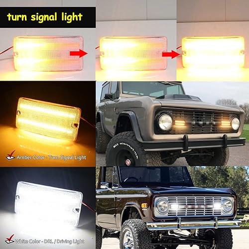 Miniatura 4 de Lente ahumada óptica 3D para 1969 1970 1971 1972 1973 1974 1975 1976 1977 Ford Bronco Truck Front Corner Turn Signal secuencial luces de