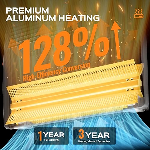 Miniatura 4 de Calentador de espacio de convección de 1500 W para dormitorio, sala de estar y oficina, calentador de espacio de convección con termostato,