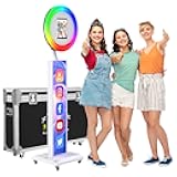 JIYANG Portable Photo Booth Compatible with Any Ipad,Photo Booth Stand Shell with ChackTok PhotoBooth VIP Member and Flight Case,Free Custom Logo,Perfect for Parties,Wedding and Events(White)