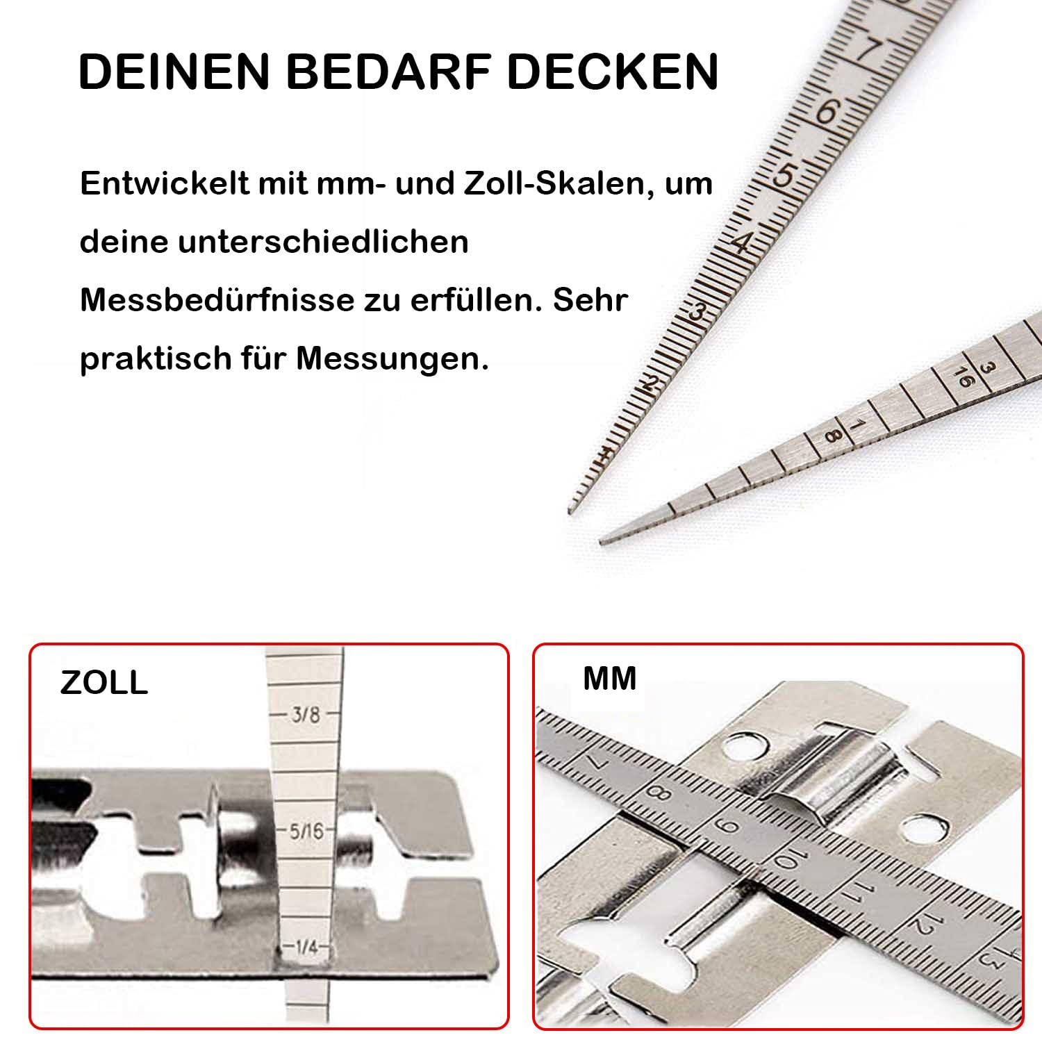 Gap Taper Gauge, 1-15mm 1/32-5/8 pollici in acciaio inox Gap Taper saldatura spessore calibro Gage Test Ulnar, pollice metro foro ispezione misura strumento