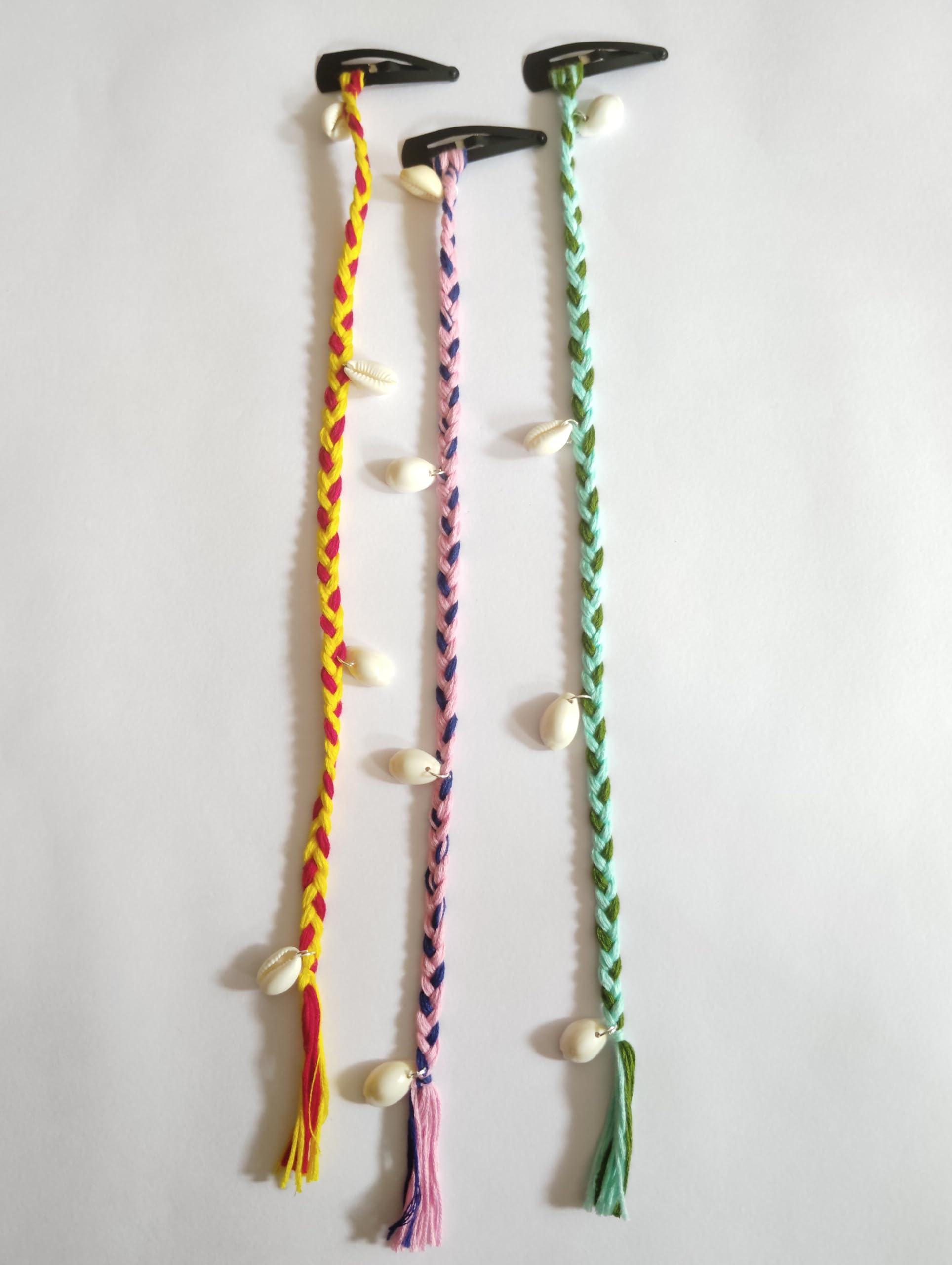 Handmade Braided Hair Extensions with Seashell Charms | Vibrant Tic Tac Pin Hair Braids for Women & Girls | Ethnic Boho Festival Accessories | Stylish Multicolor Beach & Party Hair Styling Set-image-30