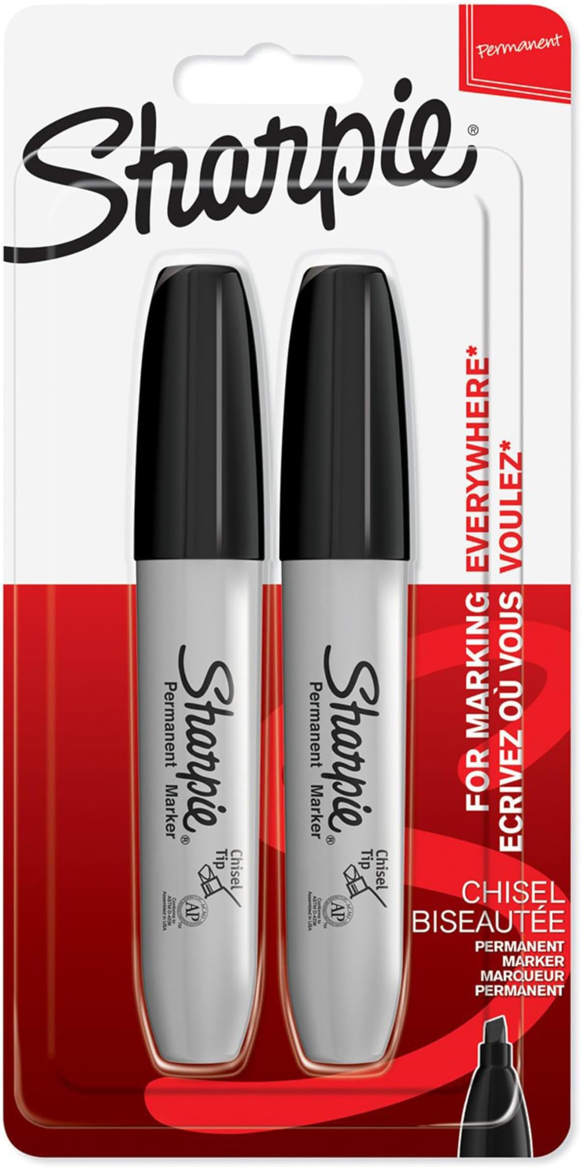 Sharpie Permanent Markers | Chisel Tip | Black | 2 Count