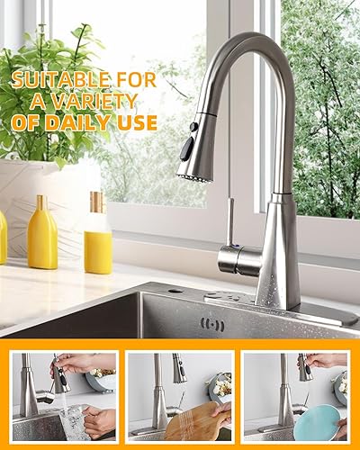 Miniatura 8 de Hibbent Repuesto de cabezal de grifo de fregadero de cocina, certificado NSFANSICAN 61 y CUPC, boquilla rociadora extraíble de 3 funciones con 15