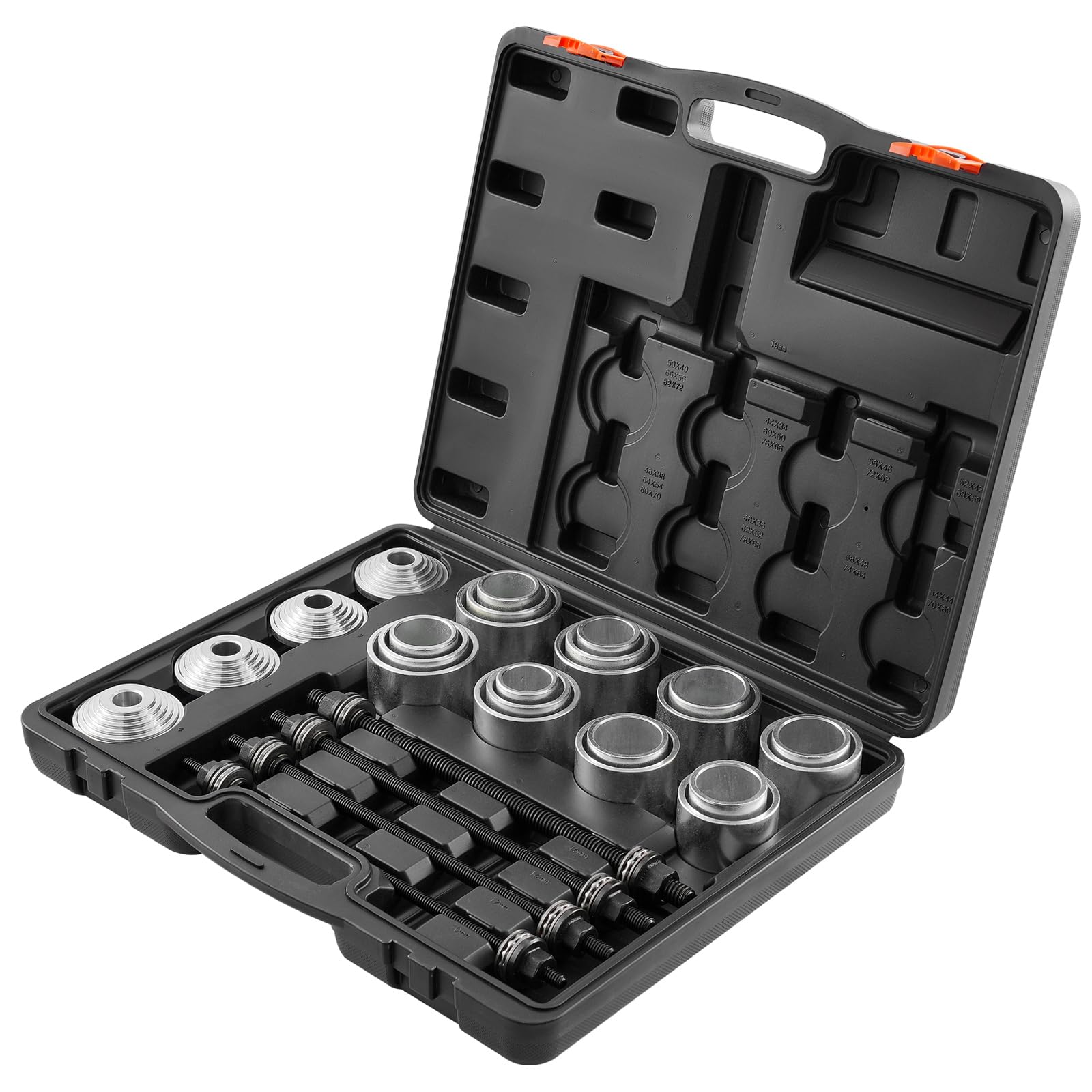 VEVOR Kit Manicotto di Trazione e Pressione da 36 Pezzi, Set di Rimozione e Installazione Cuscinetti a Boccola in Acciaio, con Custodia per Il Trasporto, Compatibilità Multi-Veicolo per Motori